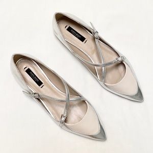 Zara pointed toe flats with criss-cross straps